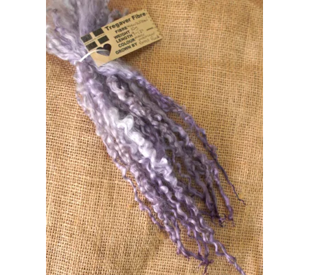 Magical Moonlight silver/purple Masham Curly wool Locks, approx 9 - 13" 10g bunch