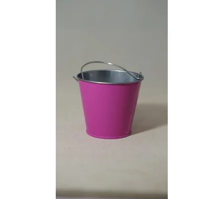 Small pink metal bucket