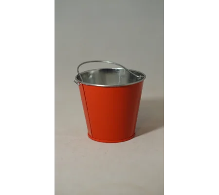 Small red metal bucket