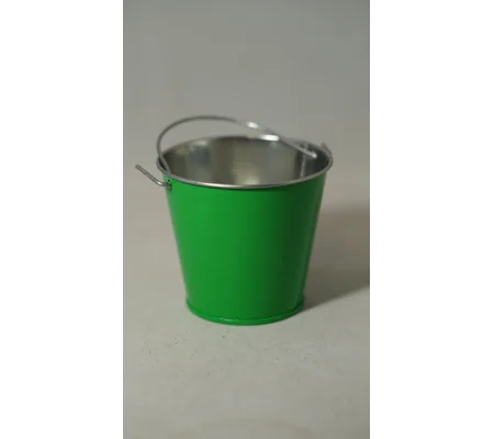 Small green metal bucket