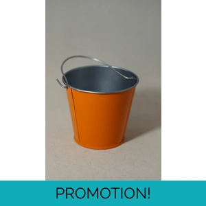 Small orange metal bucket