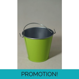 Small lime green metal bucket