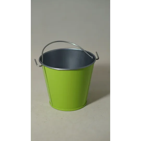 Small lime green metal bucket
