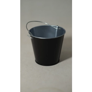 Small black metal bucket