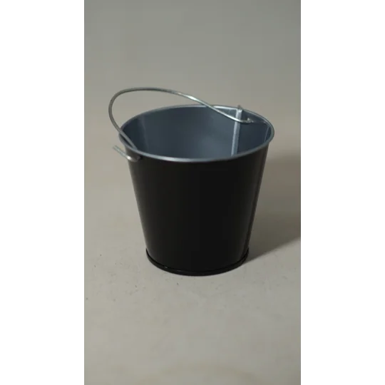 Small black metal bucket
