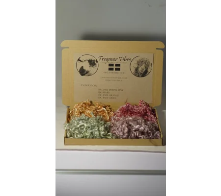 4 colour curly wool box for felting, fibre arts and doll hair