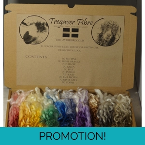 10 colour wool locks box for felting, fibre arts and doll hair
