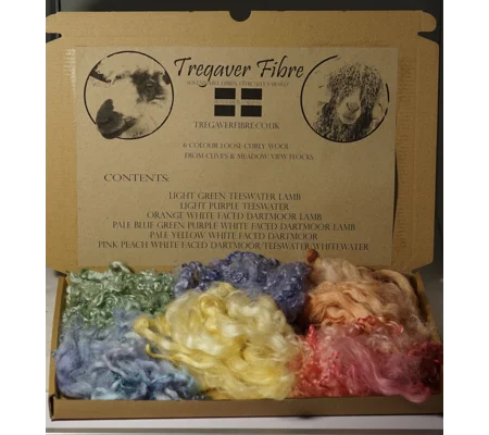 6 Easter colour curly box for felting, fibre arts and doll hair 5g each colour
