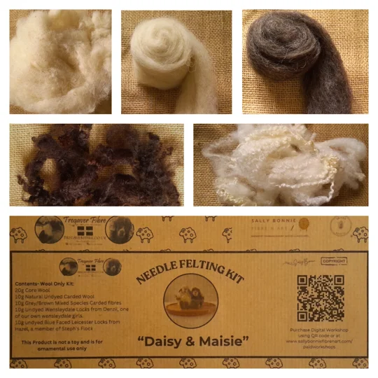 Felting kit, felting tools, felting props and staging, felting wool, sheep kit, carded wool, curly wool locks, curly wool, UK wool