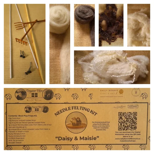 Felting kit, felting tools, felting props and staging, felting wool, sheep kit, carded wool, curly wool locks, curly wool, UK wool