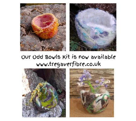 Oddbowls - our new Felted Trinket Bowl Kit. Make your own felted vessel, 4 colour options