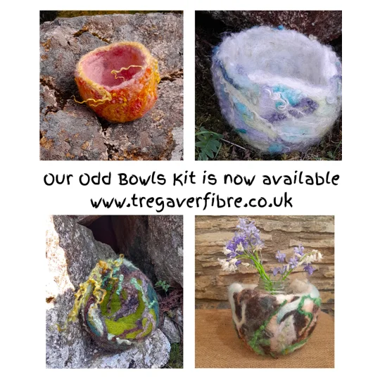 Oddbowls - our new Felted Trinket Bowl Kit. Make your own felted vessel, 4 colour options