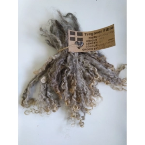 Winter morning mist, silver/grey/light brown Wensleydale Curly wool locks, 10g (v)