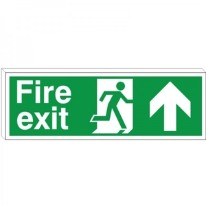 Double Sided Fire Exit Arrow Up Sign
