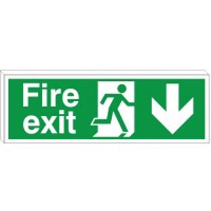 Double Side Fire Exit Arrow Down Sign