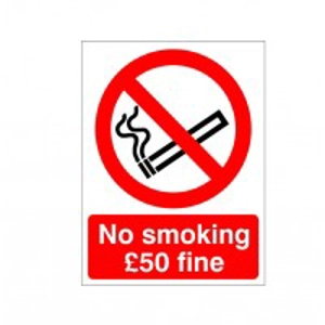 No Smoking £50 Fine Sign - 150mm x 200mm