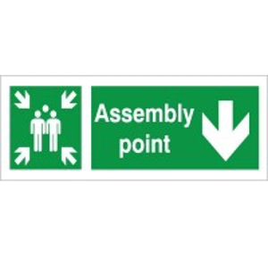 Assembly Point Arrow Down Sign