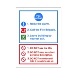 Fire Action Sign Fire Action Sign