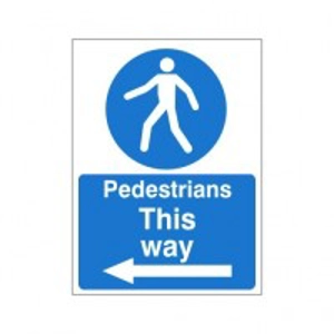 Pedestrians This Way Arrow Left Sign
