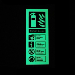 Carbon Dioxide Fire Extinguisher Photoluminescent Identification Sign