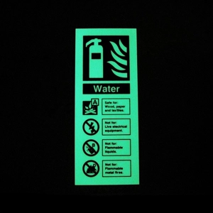 Water Fire Extinguisher Photoluminescent Identification Sign