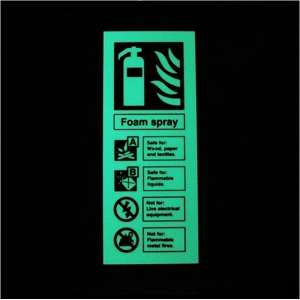 Foam Spray Fire Extinguisher Photoluminescent Identification Sign