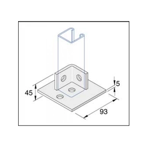 Unistrut Single Channel Base Floor Bracket Fittings 41x41