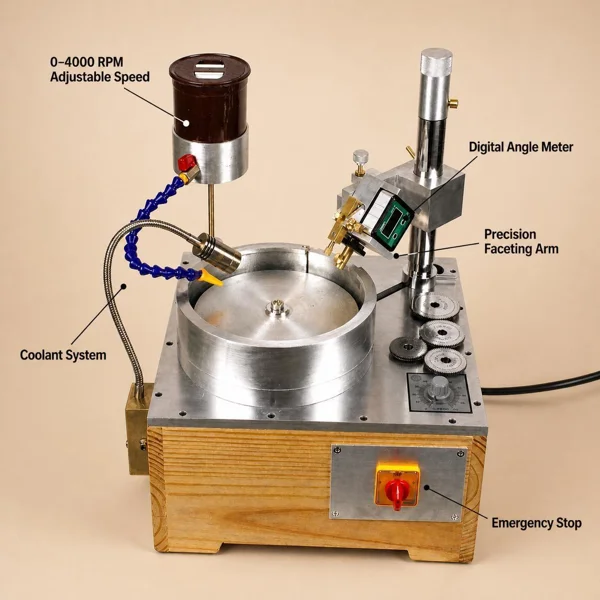 Gemstone faceting machine for beginner gem cutting