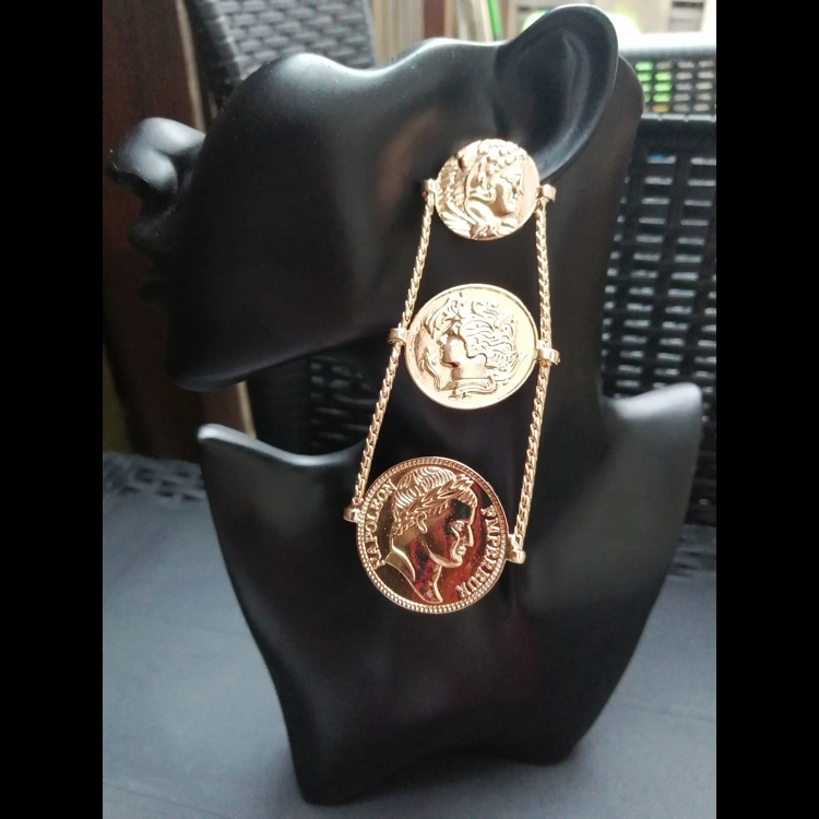 Triple Coin Earrings,Drop ea..