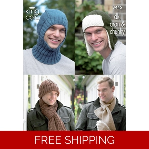 King Cole Men's Hats, balaclava, scarf and gloves Digital Pattern 3445
