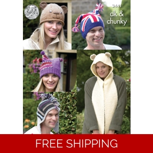 King cole DK and Chunky Adult Novelty Hats Digital Pattern