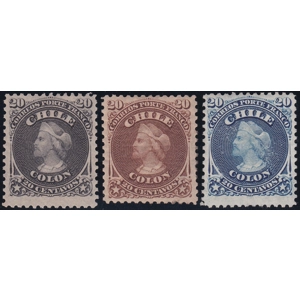 1867 Colour Proofs 20 centavos (Sc. 19P; Mi. 12P)