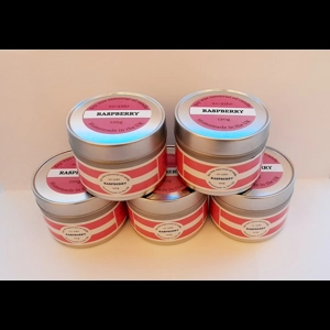 White Soy candle Tin 22 hr - Raspberry