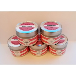 White Soy candle Tin 22 hr - Raspberry