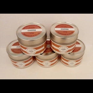 White Soy candle Tin 22 hr - Coffee
