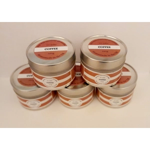 White Soy candle Tin 22 hr - Coffee