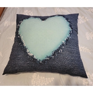 Blue Heart Printed - Cushion Cover 58cm