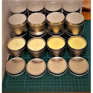 10 x Soy Oud & Burgamnt Candle Tin 20 hr - Creamy White