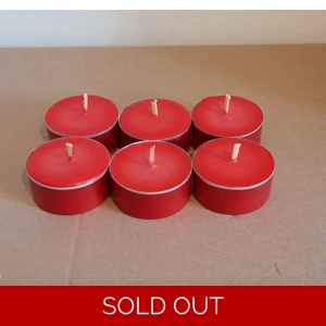 6 Red Soy Wax Tea Lights – Unscented