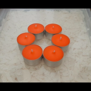 6 Orange paraffin Tea Lights – Unscented