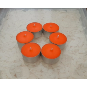 6 Orange paraffin Tea Lights – Unscented