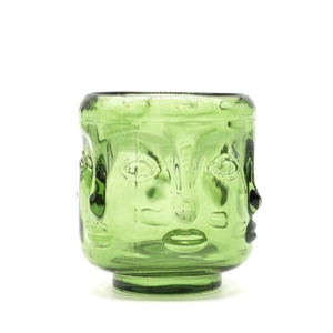 2 Buddha Faces Candle Jar - Garden Jade