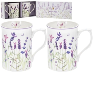 2x Ceramic Mugs With a Lavender