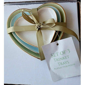 Set Of 3 Heart Shaped Trinket Dishes