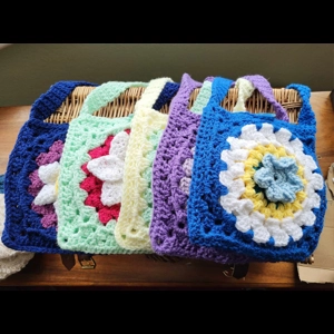 Handmade Crochet Knit Floral Shoulder Bag