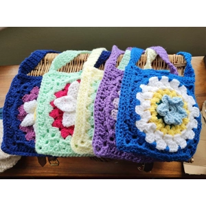 Handmade Crochet Knit Floral Shoulder Bag