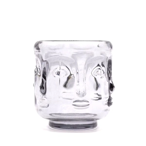 2 Buddha Faces Candle Jar - Midnight Grey