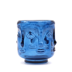 2 Buddha Faces Candle Jar - Royal Blue