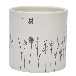 Ceramic Foral Planter With Bee 10cm