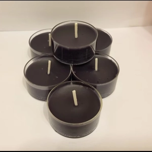 6 Black Tea Lights – Unscented Clear Cups